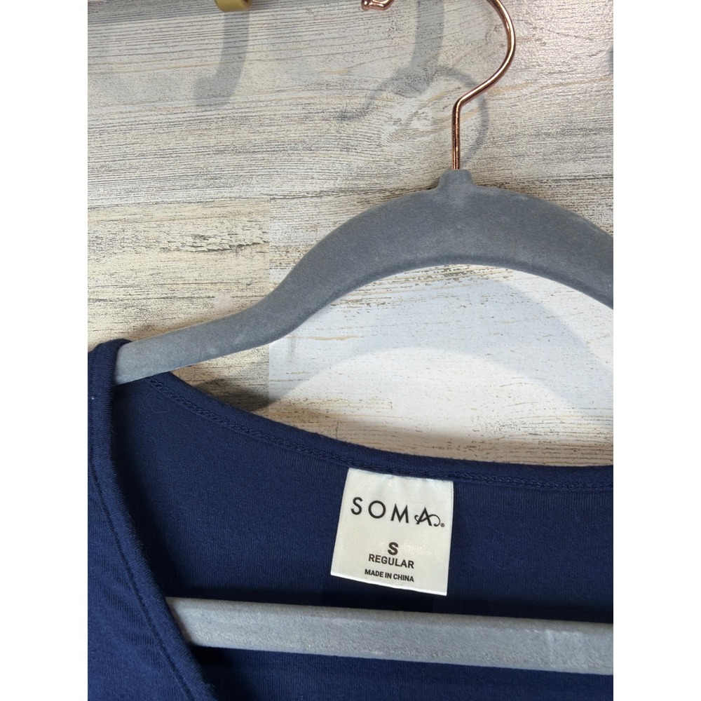 Soma Long Sleeve Top Women Small Navy Blue Rayon Blend Cooling Minimalist EUC - Picture 2 of 5